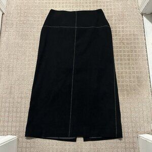 Dalia Collection Pencil Skirt Womens 12 Black Tan Top Stitch Vintage 90s Y2K